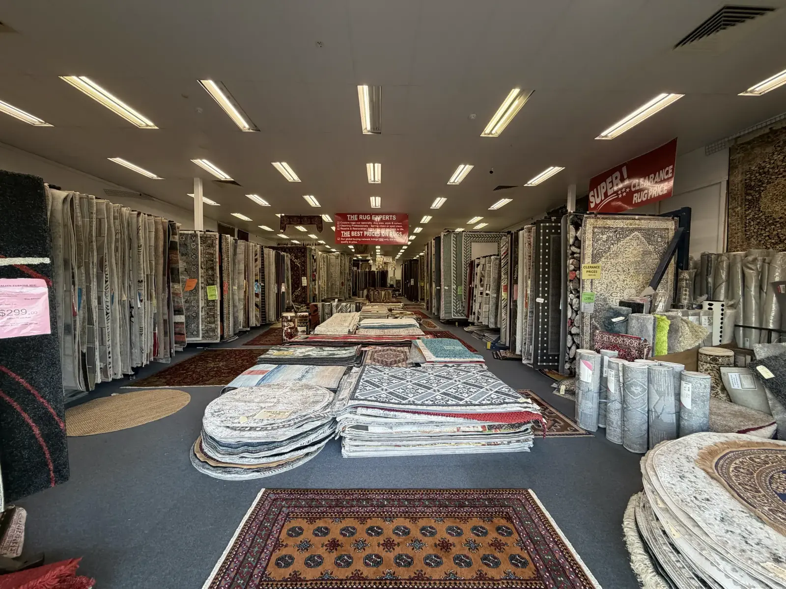 Soft shaggy rugs among the broad showroom collection
